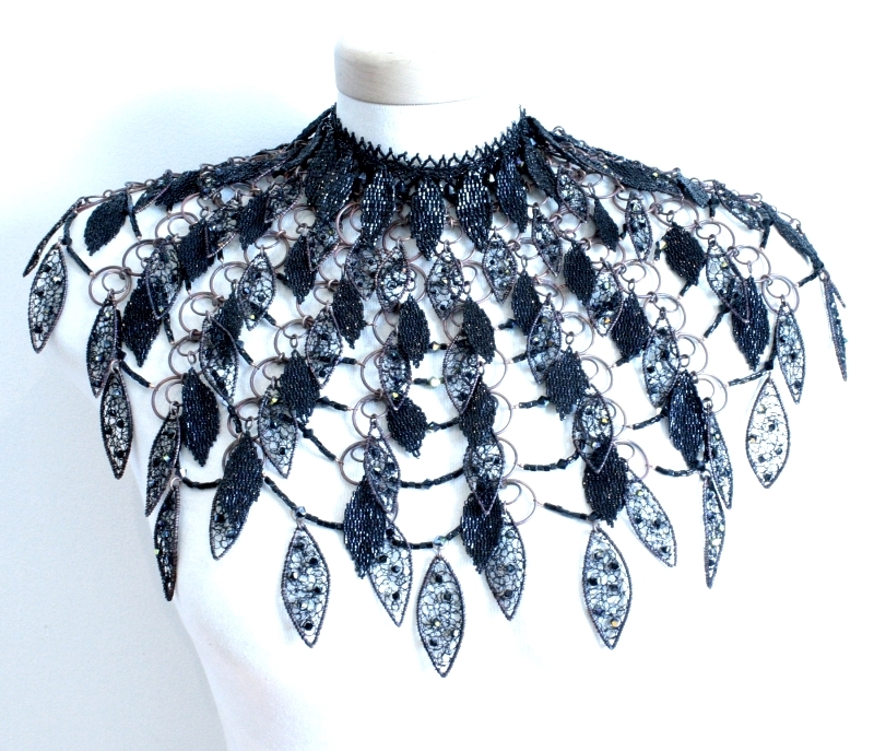 Black Swan shawl-necklace