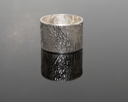 Reticulated wide silver band