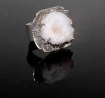 Sterling silver ring with a desert rose