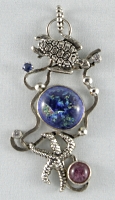 Dichroic glass and tourmaline pendant
